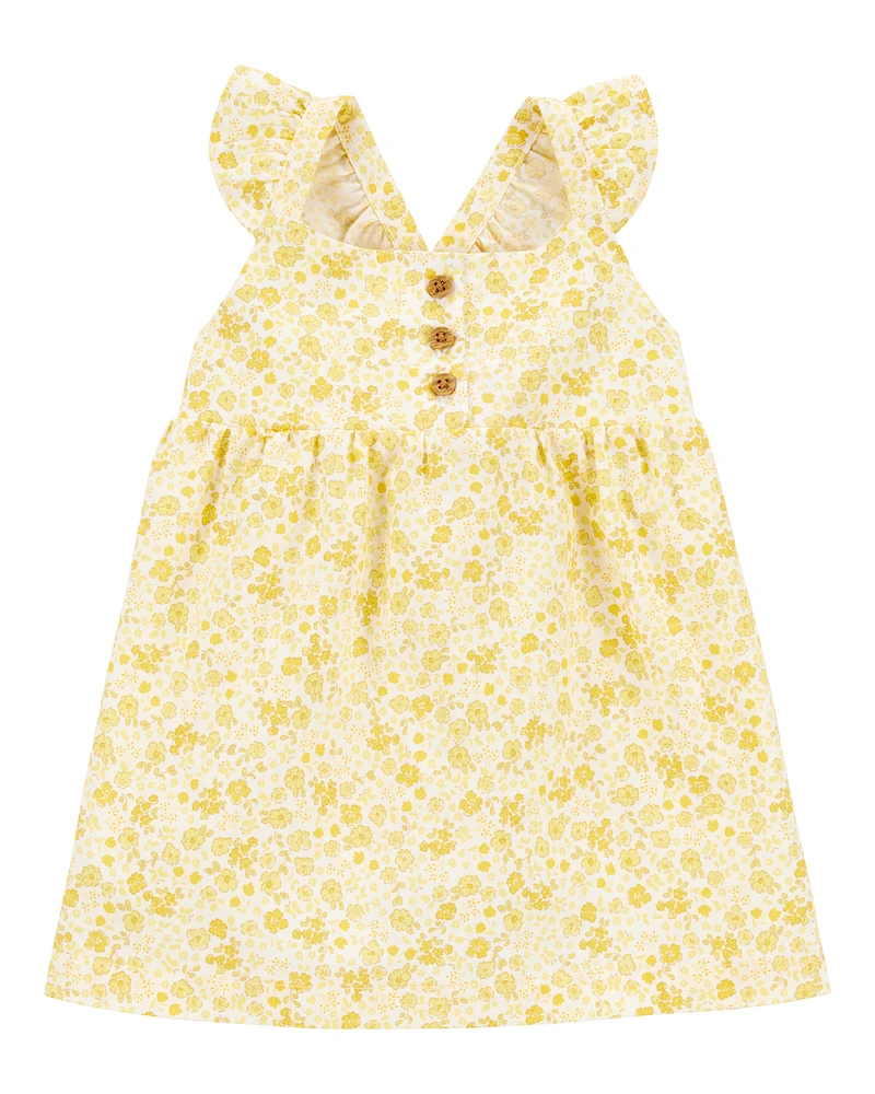 Baby Floral Flutter Dress -  Yellow
