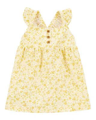 Baby Floral Flutter Dress -  Yellow