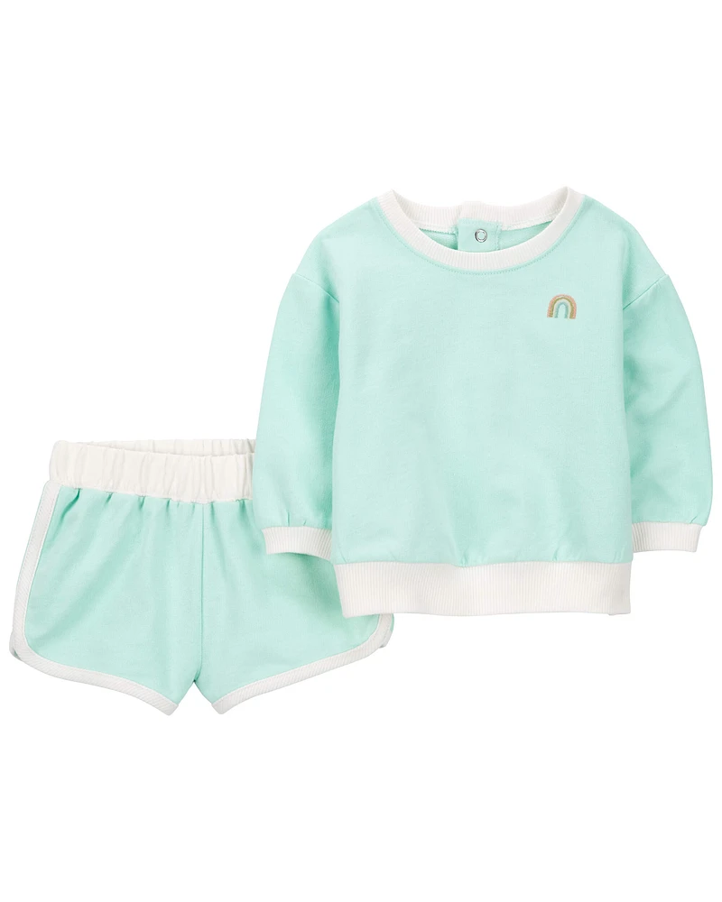 2-Piece Rainbow Sweatshirt & Short Set