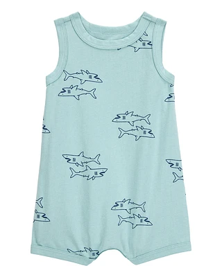 Baby Shark Print Cotton Romper