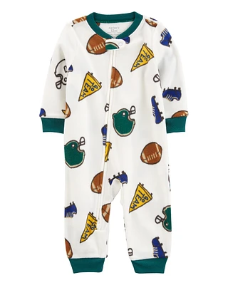 Toddler 1-Piece Football Fleece Footless Pyjamas