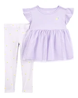 Baby 2-Piece Lemon Tulle Top & Legging Set - Purple