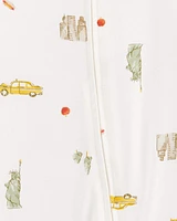 Baby New York City Print 2-Way Zip PurelySoft Sleeper Pyjamas - Ivory