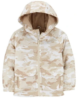 Kid Camo Print Fleece Lined Jacket