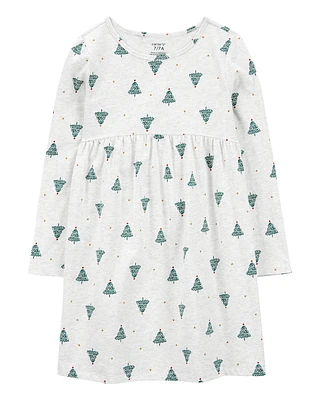 Kid Christmas Tree Jersey Dress