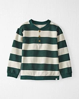 Kid Organic Cotton Fleece Henley Stripes