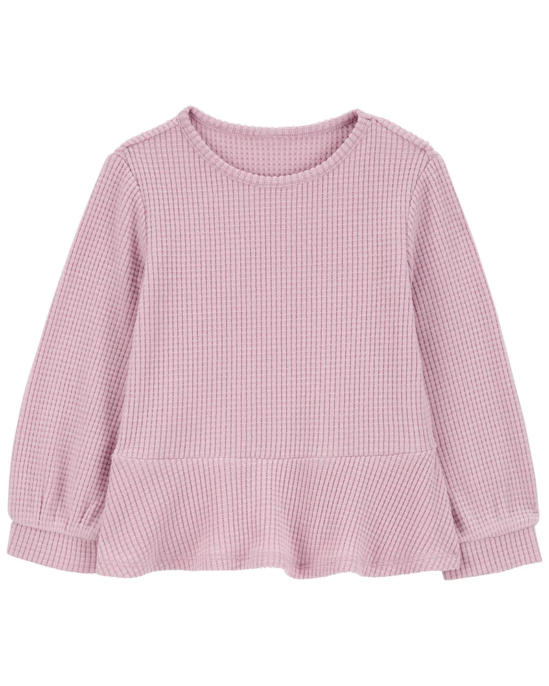 Toddler Waffle Knit Thermal Peplum Top