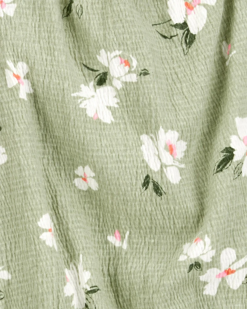 Baby 2-Piece Floral Top & Pull-On Pant Set - Green
