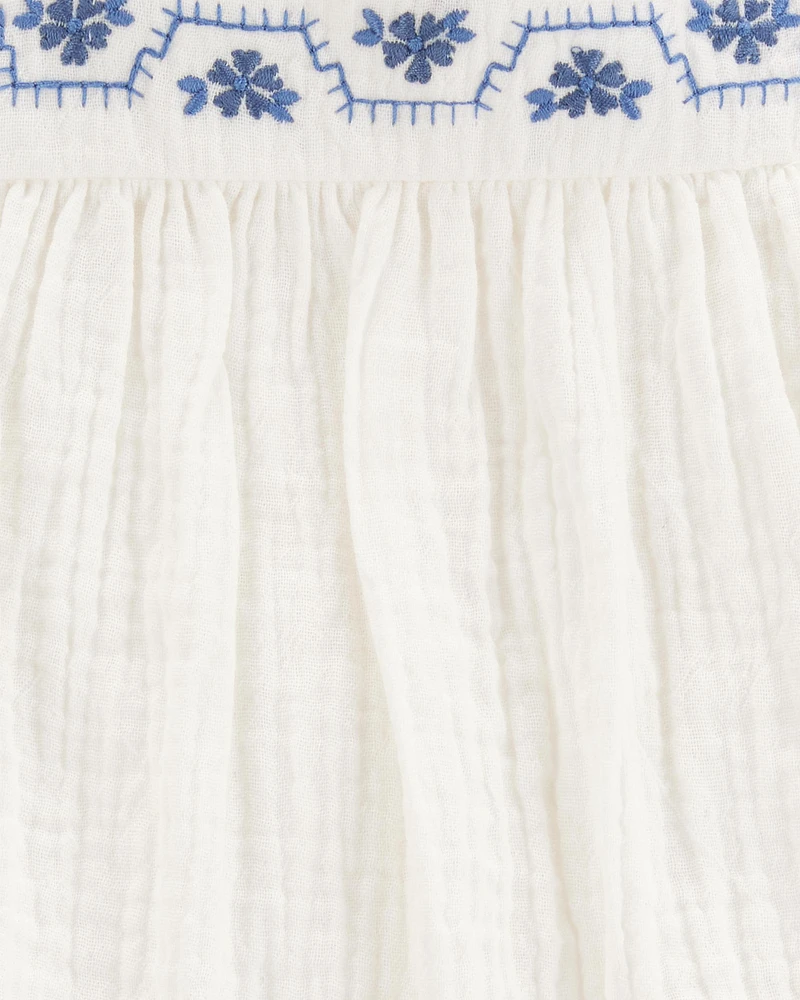 Baby Solid Flutter-Sleeve Dress - White