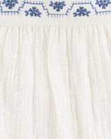 Baby Solid Flutter-Sleeve Dress - White