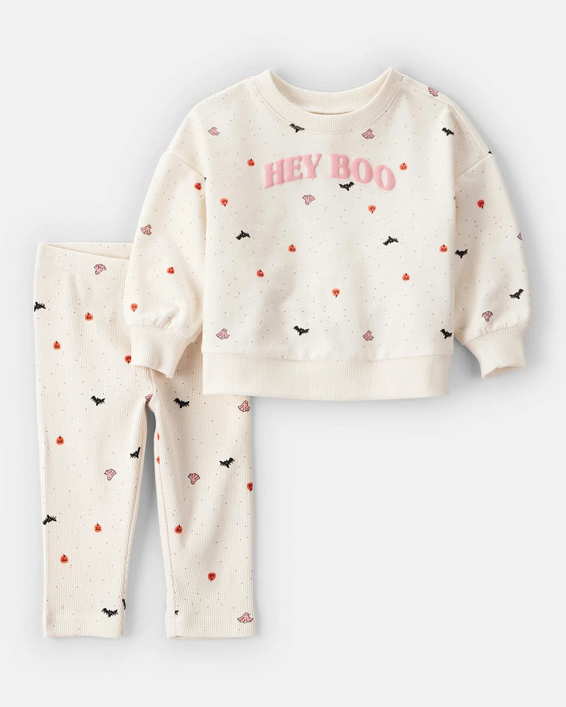 Baby 2-Piece Hey Boo Halloween Outfit Set - Cream