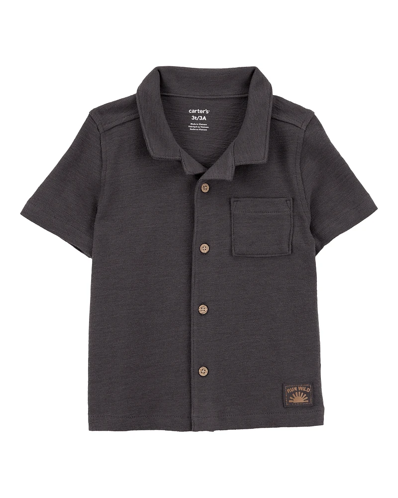 Toddler Textured Button-Down Jacquard Shirt