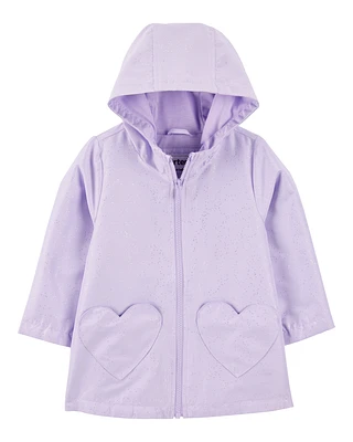 Toddler Heart Pockets Rain Jacket - Purple