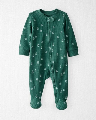 Baby Waffle Knit Sleeper Pyjamas Made with Organic Cotton Evergreen Trees