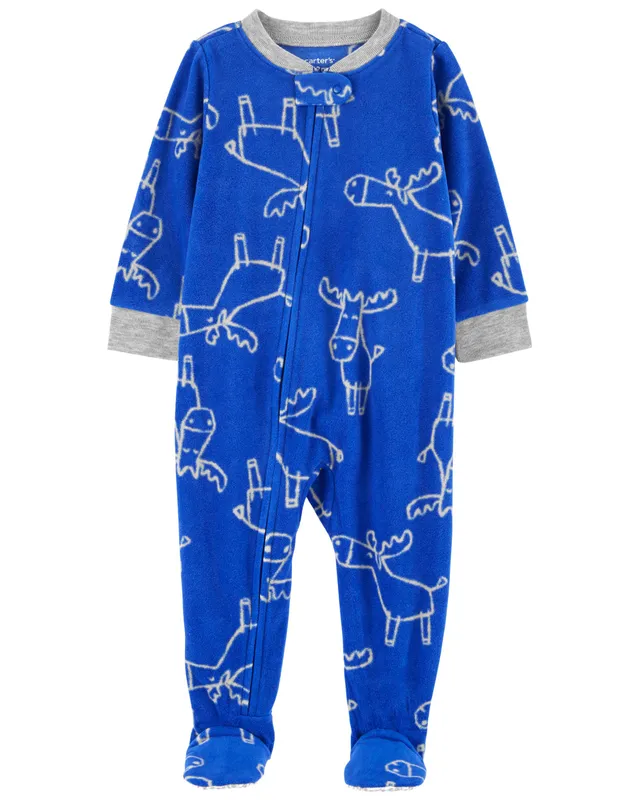 Carters Oshkosh 1-Piece Fleece Moose Print Footless PJ