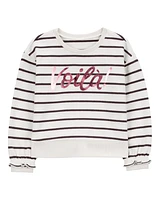 Toddler Striped French Terry Long-Sleeve Pullover - Black/White