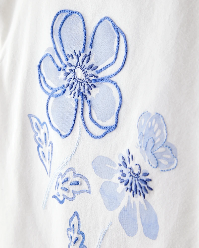 Toddler Short-Sleeve Fashion Top - White