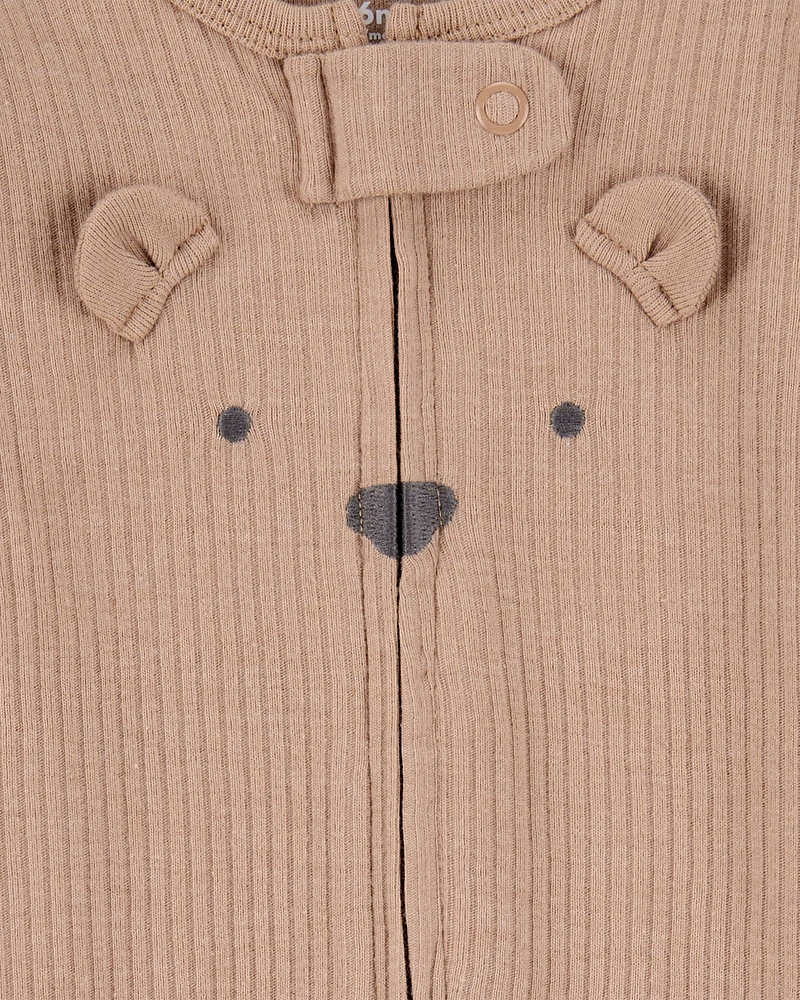Baby Bear 2-Way Zip Ribbed Sleeper pyjamas