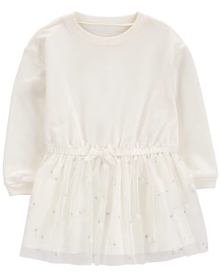 Toddler Glitter Long-Sleeve Cotton Dress