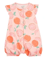Baby Orange Print Snap-Up Cotton Romper