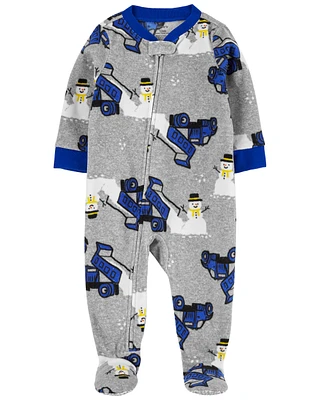 1-Piecee Snowman Fleece Footie Pyjamas