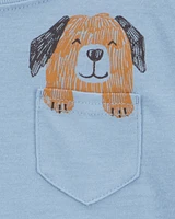 Toddler Dog Print Loose Fit 2-Piece Pyjamas - Blue