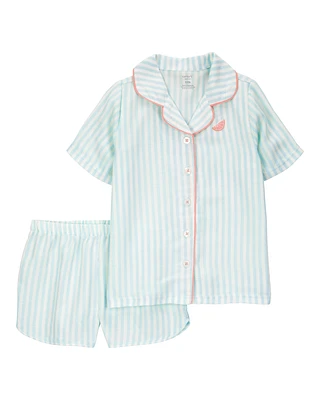 Kid Striped Loose Fit 2-Piece Pyjamas - Mint
