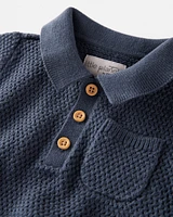 Baby Organic Cotton Crotchet Knit Polo