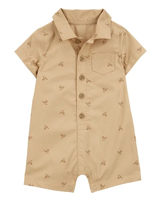 Baby Button-Front Romper - Tan