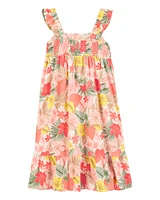 Kid Floral Smocked Midi Dress