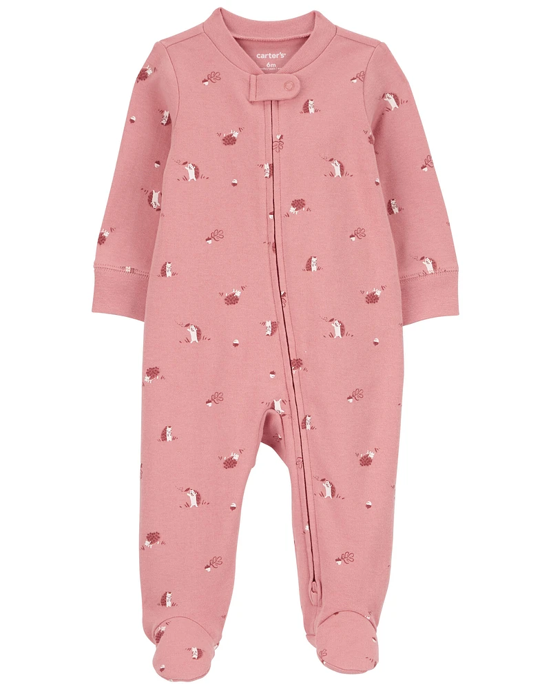 Hedgehog 2-Way Zip Cotton Footie Sleep & Play Pajamas