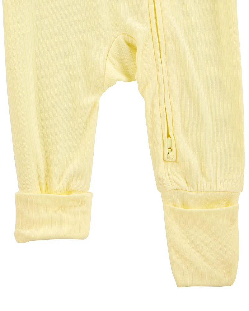 Baby Solid 2-Way Zip PurelySoft Convertible Foot Sleeper Pyjamas - Yellow