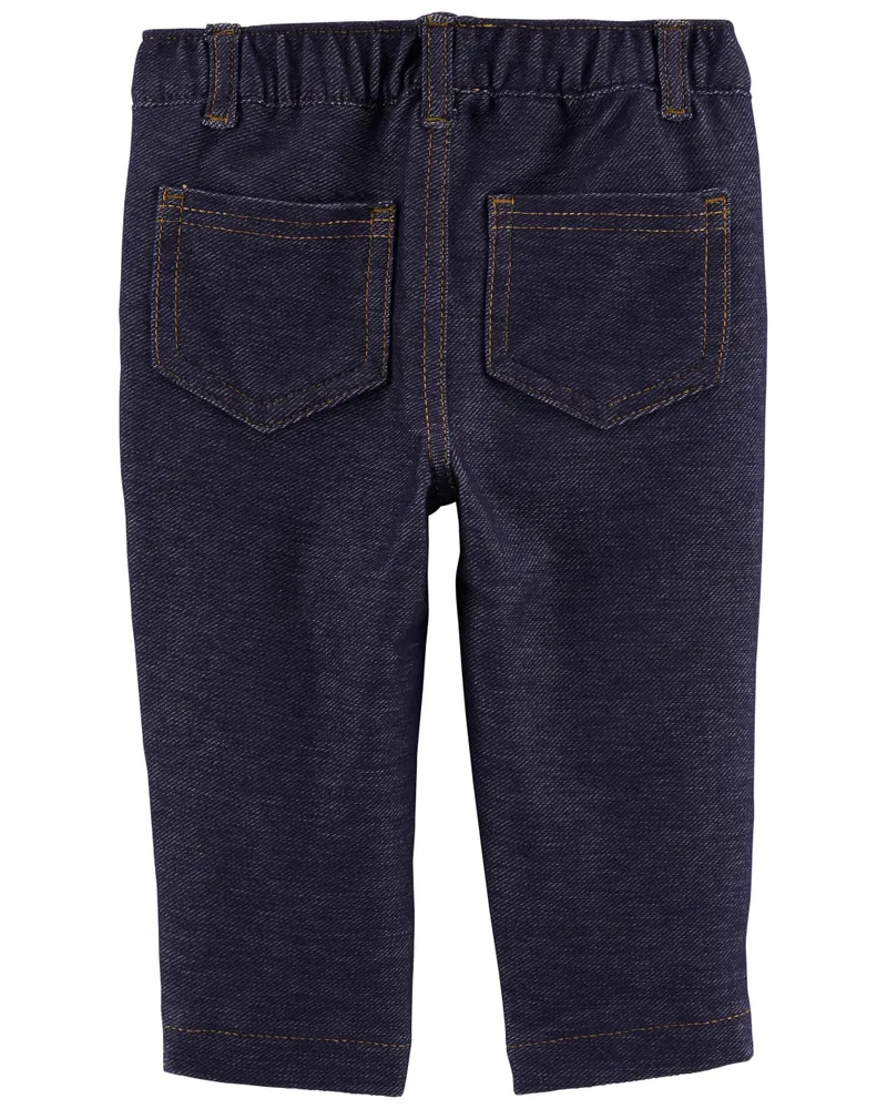 Pull-On Knit Denim Pants