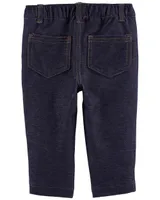Pull-On Knit Denim Pants