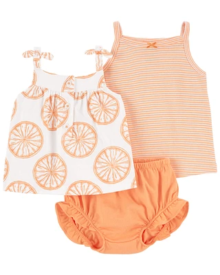 Baby 3-Piece Orange Slice Little Short Set