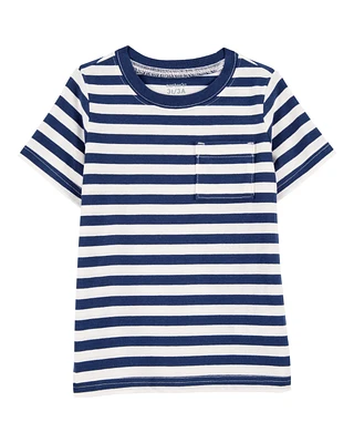 Baby Striped Short-Sleeve Pocket Tee - Navy