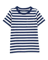Baby Striped Short-Sleeve Pocket Tee - Navy