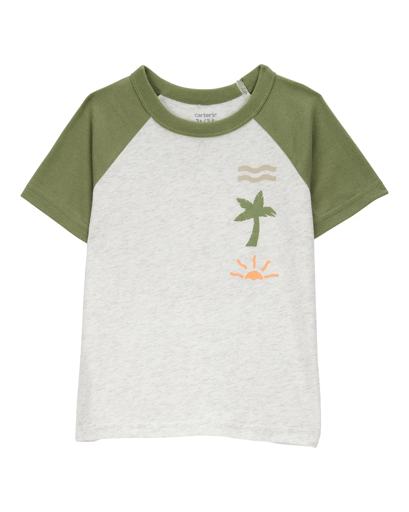Toddler Tropical Cotton Blend Short-Sleeve Tee - Heather