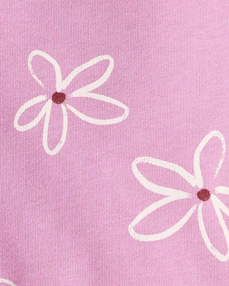 Baby Girl Floral Long-Sleeve Cotton Tee & Pant Set - Purple