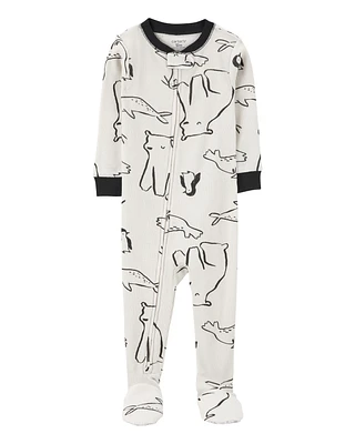 Toddler 1-Piece Arctic Animal Print Thermal Footie Pajamas