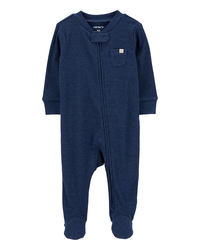 Baby Boy Textured 2-Way Zip Sleeper Pyjamas