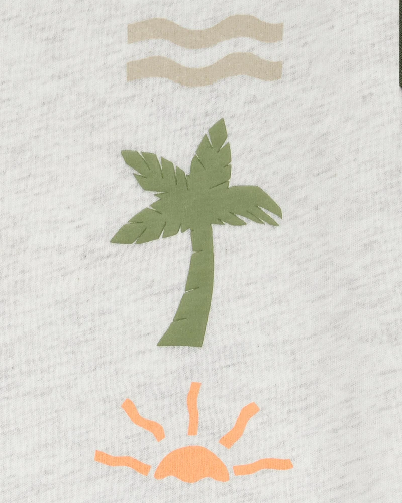 Toddler Tropical Cotton Blend Short-Sleeve Tee - Heather