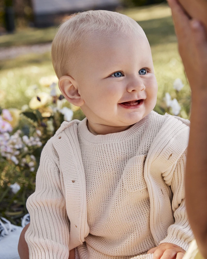 Baby 2-Piece Knit Tee & Short Set - Khaki