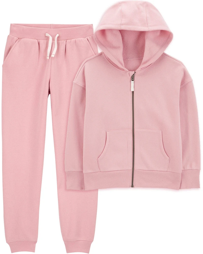 Kid 2-Piece Zip-Up Fleece Hoodie & Joggers Set