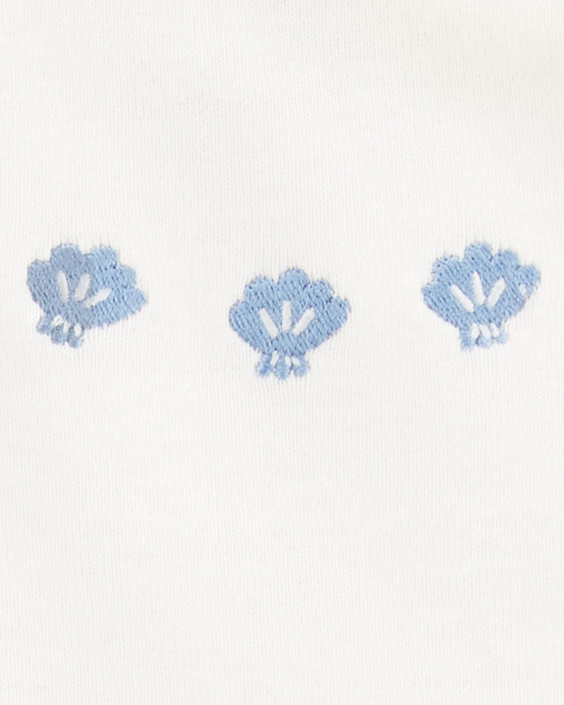 Baby Girl 3-Piece Shell Print Outfit Set - Blue/White
