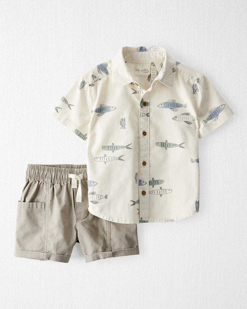 Toddler 2-Piece Fish-Print Set Made with Organic Cotton