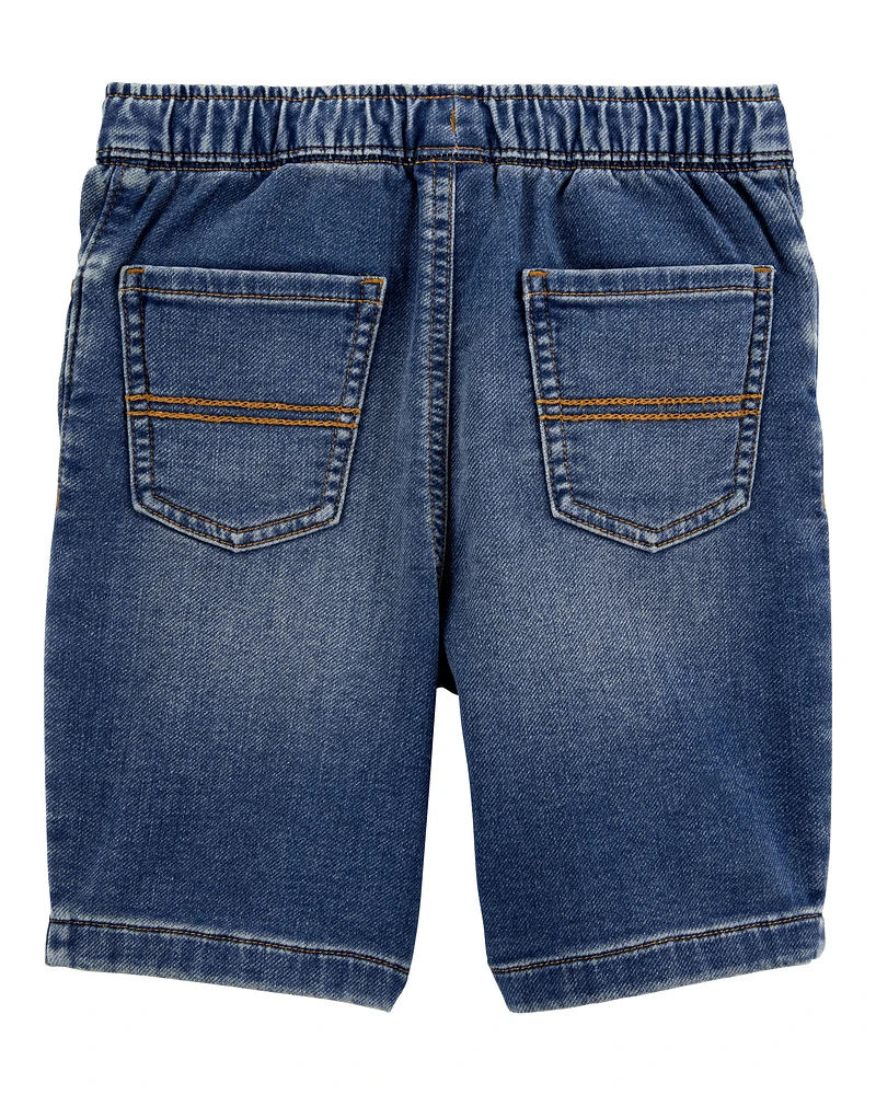 Kid Pull-On Denim Shorts - Navy