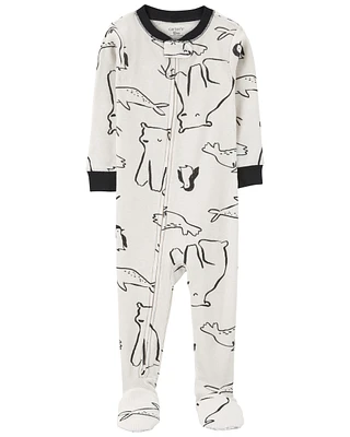 Baby 1-Piece Arctic Animal Print Footie Pajamas