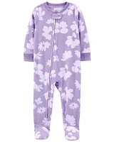 1-Piece Floral Fleece Footie Pyjamas