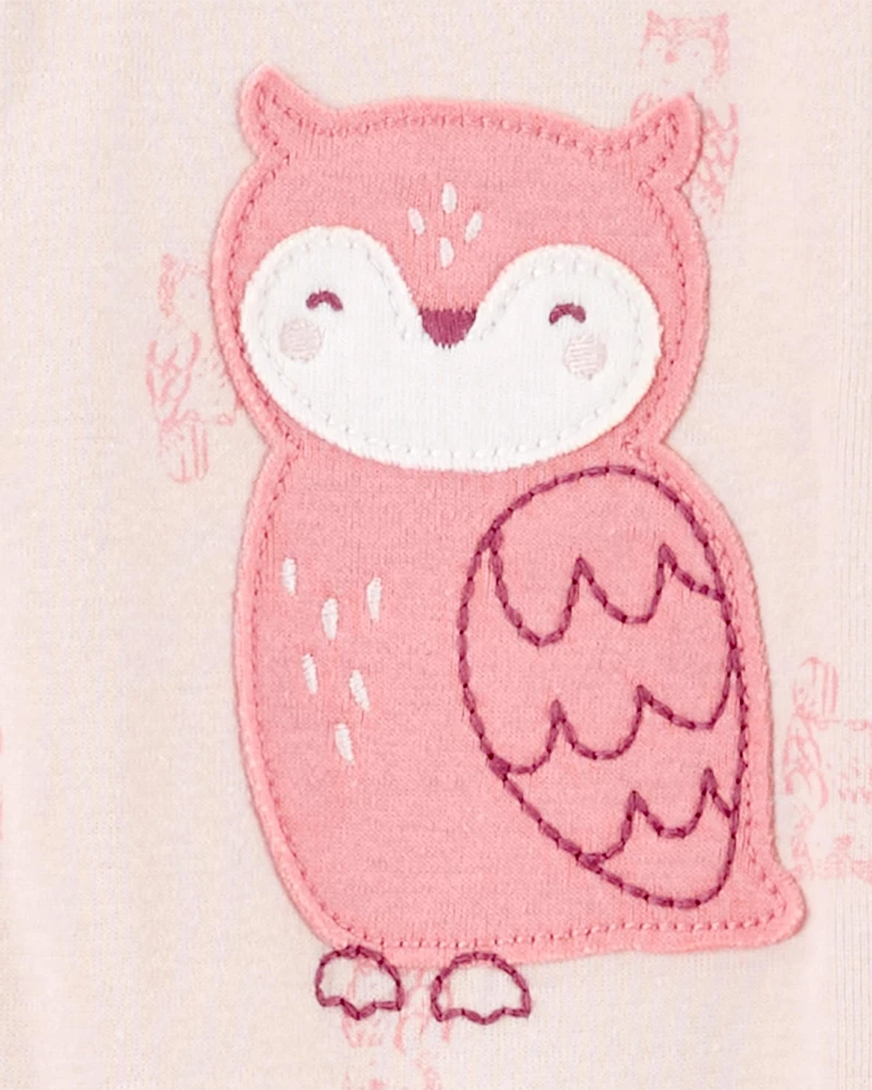 Toddler Girl 1-Piece Owl Print 100% Snug Fit Cotton Footie Pyjamas